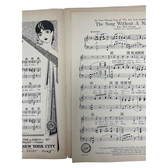 The Song Without A Name Sheet Music Rudy Valee Benee Russell Fox Trot Song - Picture 5 of 6